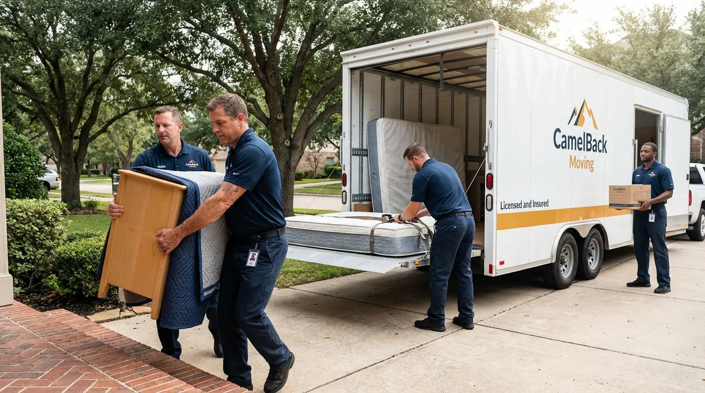 Crew loading residential truck for cross-state move from Goodman, MS